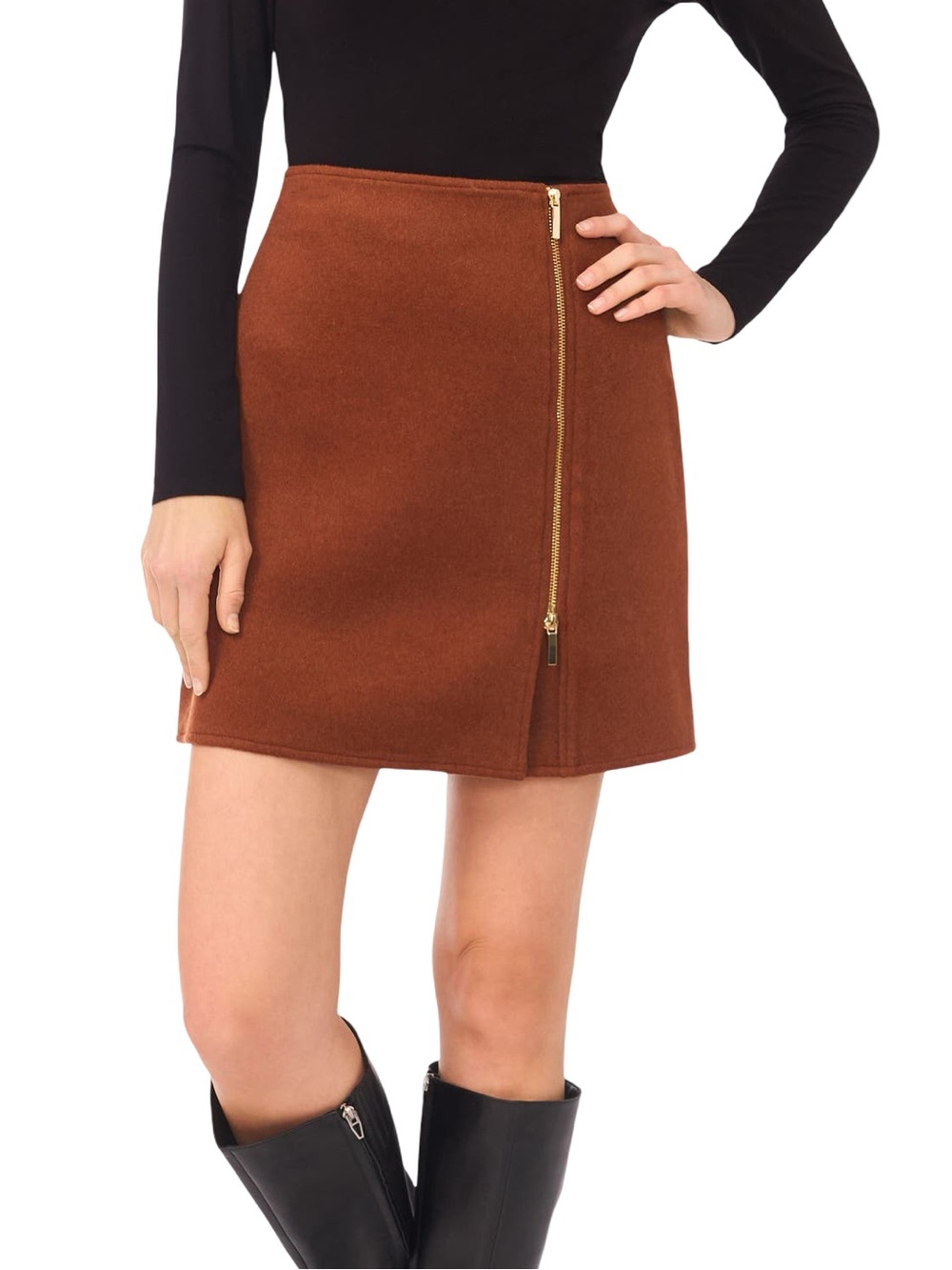 🤎👜 Parker Rust Zip-Front Mini Skirt‎ with gold zipper 👜🤎
